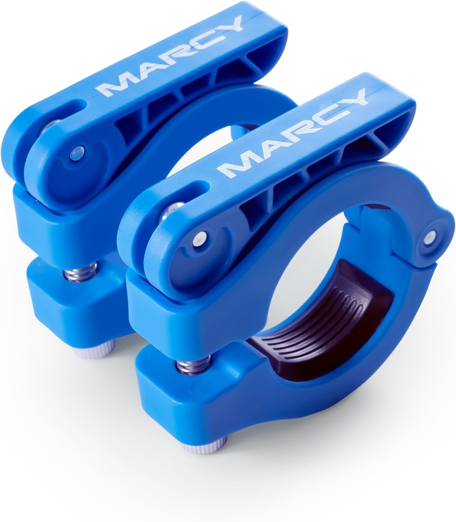 MARCYAdjustable Nylon Resin Olympic (2-inch) Barbell Lock Collar Clips witn Quick Release Latch for Weight Training & Fitness Training, Blue, OBC-9BL