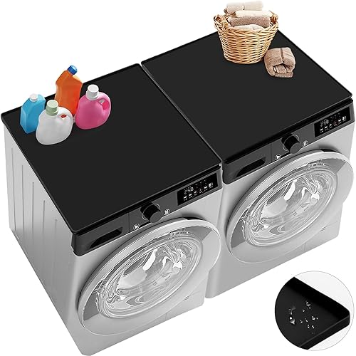 Miniatura 9 de Fundas para lavadora y secadora para la parte superior, 27 x 27 pulgadas, alfombrilla protectora de silicona para lavadora y secadora