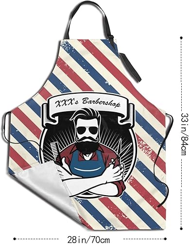 Miniatura 3 de Delantal personalizado para hombres y mujeres, delantal de peluquería con texto personalizado con bolsillos, delantal personalizado