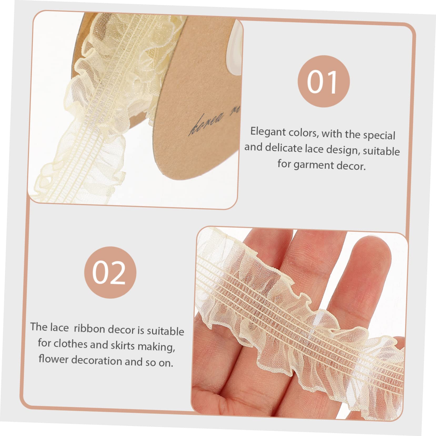 STOBOK 5rollos Cinta De Encaje Elástica De Metros Para Manualidades y Decoración De Ropa Para y Adornos Vestidos Faldas y Flores