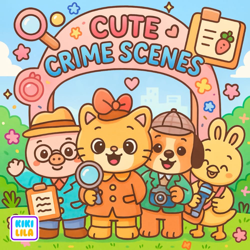 Cute Crime Scenes Coloring Book: Adorable Animal Sleuths Solving Silly and Sweet Cases