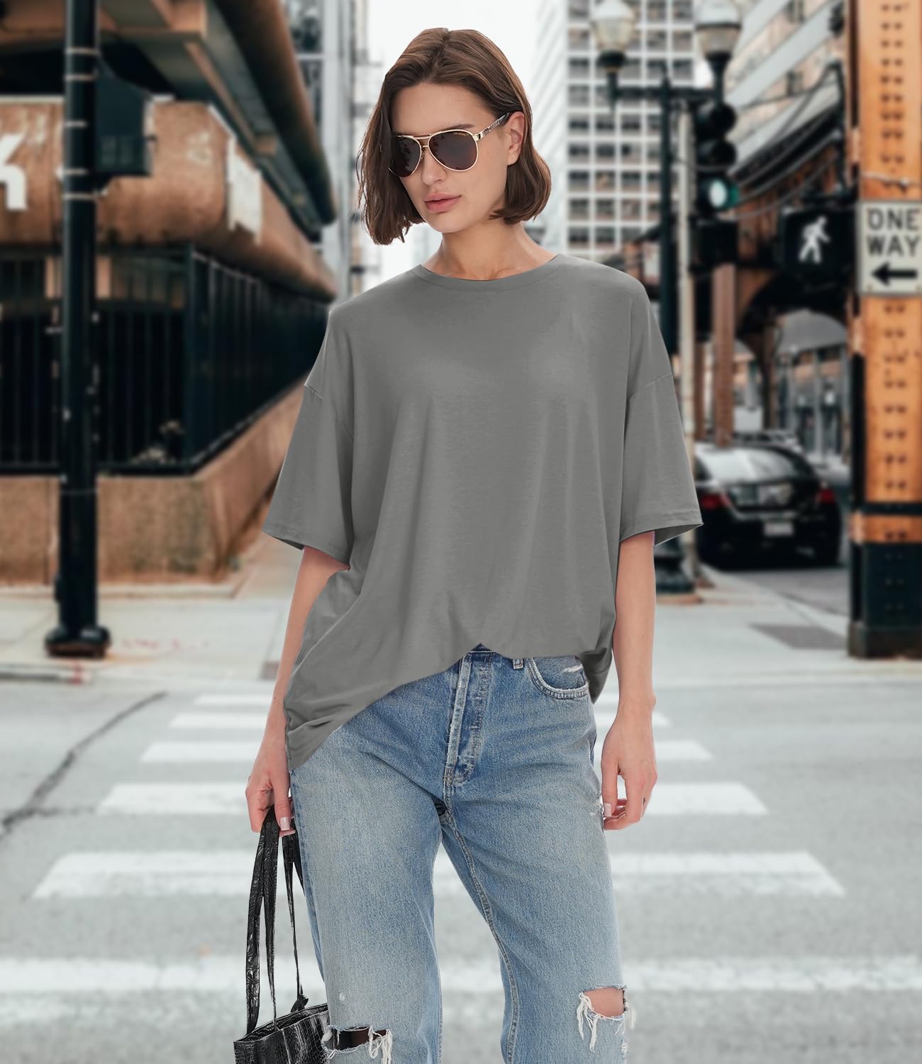 BAMBOO COOL Womens Oversized T Shirts Short Sleeve Tees Loose Fit Tops for Ladies Trendy Clothes - Image 3