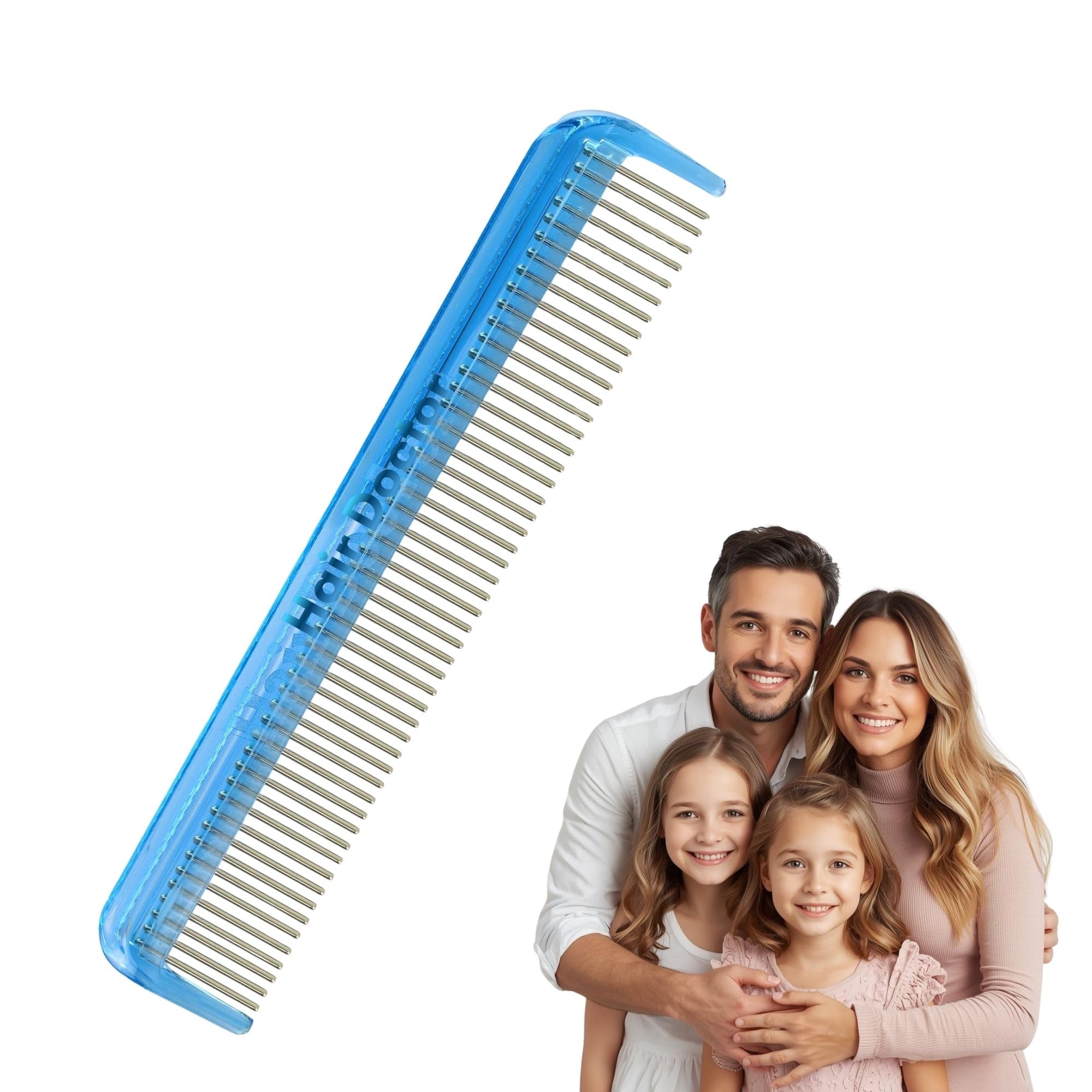 Hair Doctor Vanity Comb with silky smooth rotating teeth prevents hair loss and damage (7" Sky Blue)