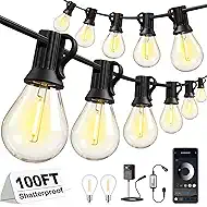 100FT-Outdoor-String Lights-Waterproof-Dimmable-S08-Edison-LED-Bulbs-Patio-Outside-Porch-Backyard-Garden-Gazebo-Yard-Deck-Balcony-Party-Camping-House-Hanging-Lighting-Bluetooth-Control