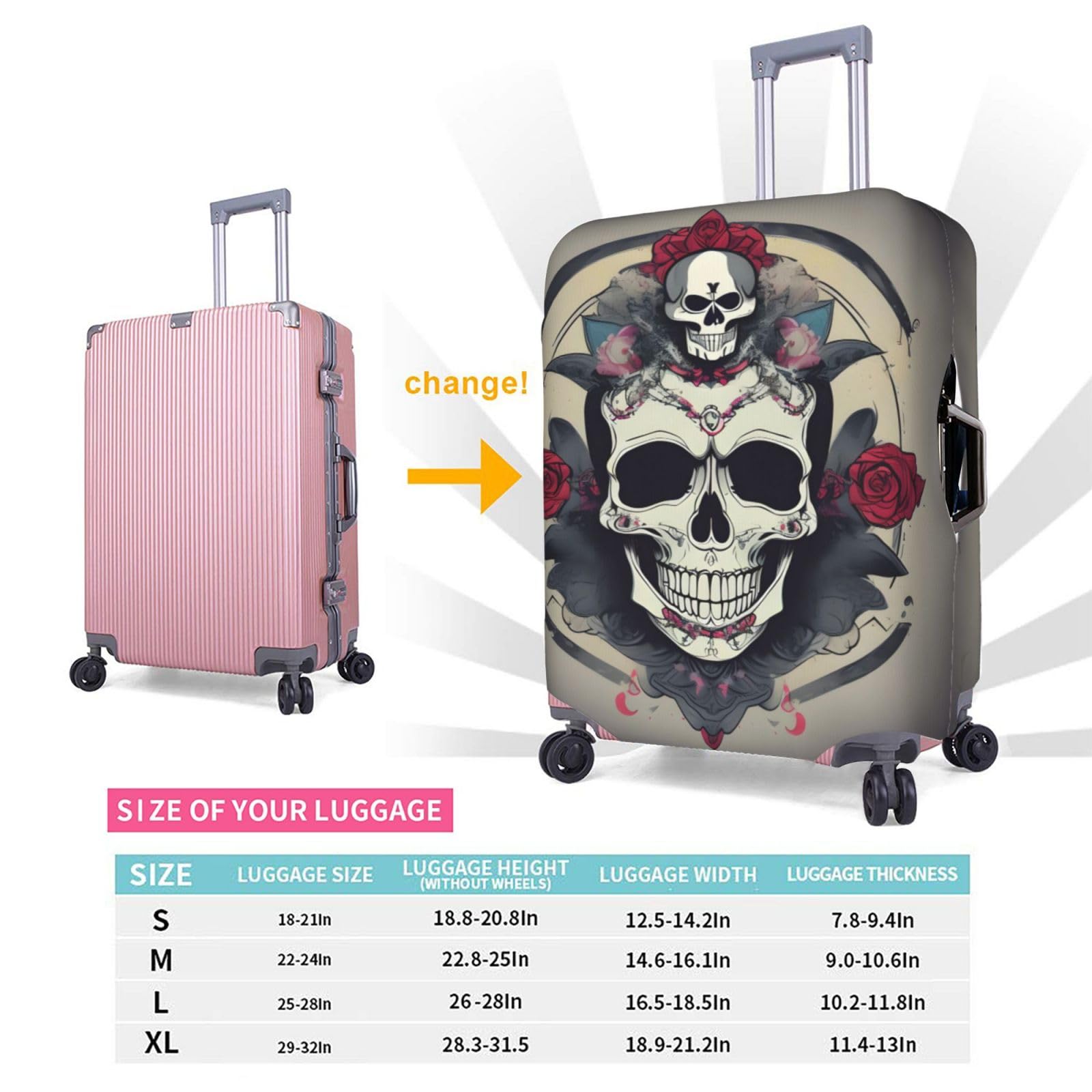 Marjoramy, copertura elastica per valigia da 46-81 cm – Protezione estensibile per valigie da viaggio, antigraffio – Copertura lavabile in poliestere per trolley adatta – per viaggio d'affari, aereo