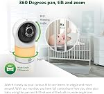 Caméra panoramique et inclinable à 360 degrés LeapFrog 1080p WiFi avec accès à distance, moniteur vidéo de bébé avec lumière nocturne, vision nocturne en couleur, LF1911
