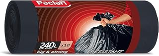 Paclan 454000 - Bolsas de basura (10 x 240 L, 10 unidades), color negro