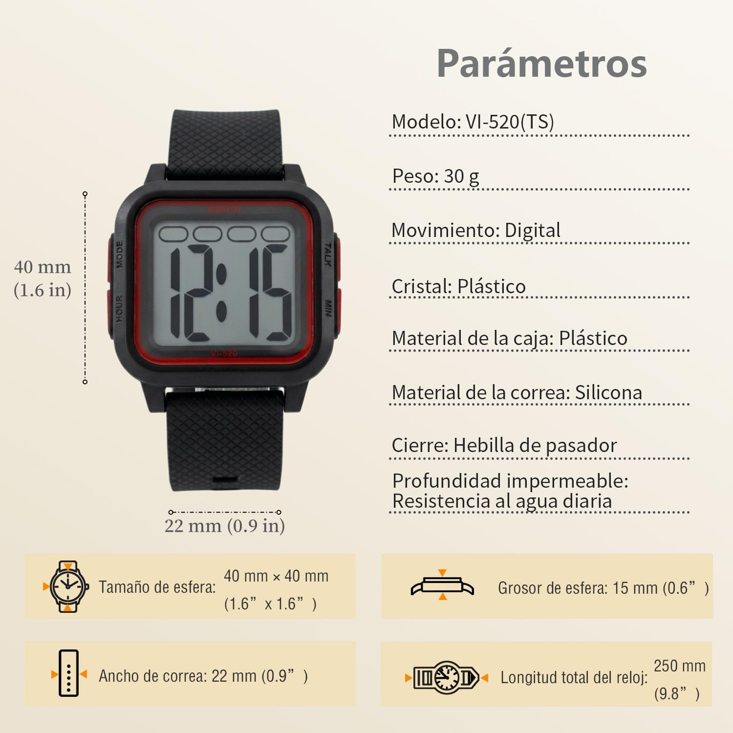Orologio da polso parlante spagnolo per ciechi e anziani