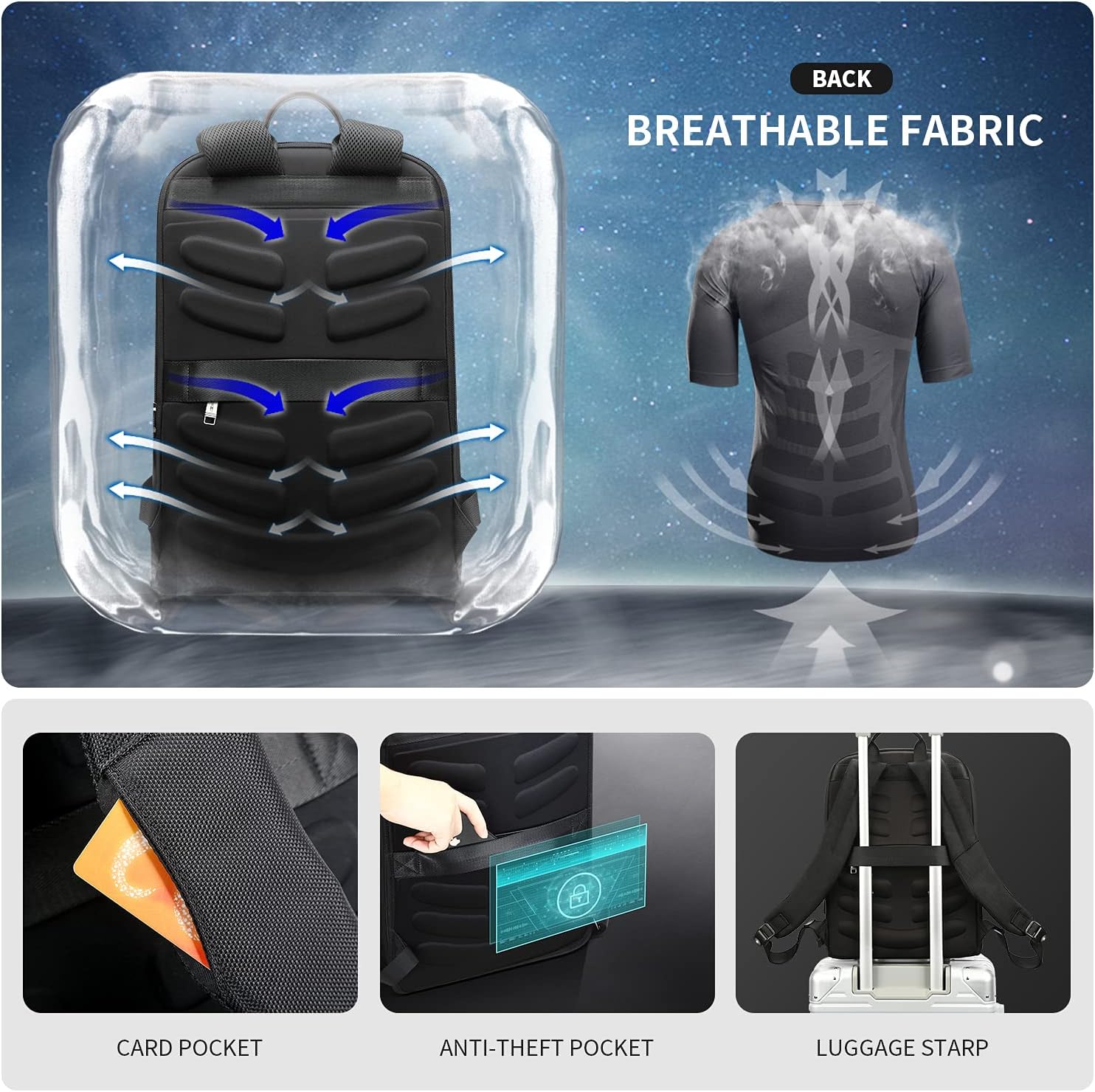 ❤ Crаzу Dеаlѕ BOPAI Slim Laptop Backpack 15 inch USB Charging Backpack for Men Water Resistant College Laptop Backpack Office Anti Theft Backpack Smart Computer Backpack Black