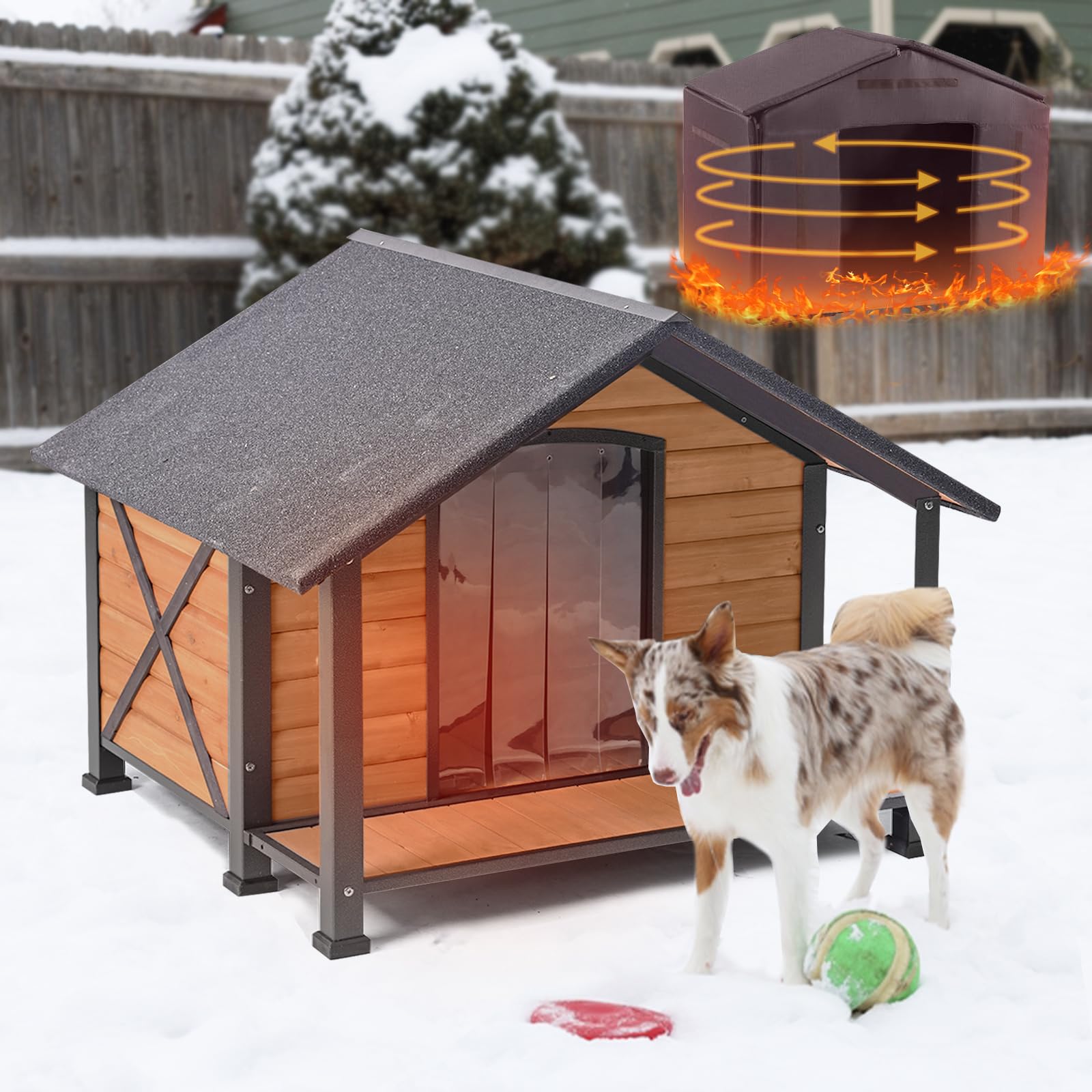 Suumerpety Outdoor Dog House With Insulated Liner Weatherproof