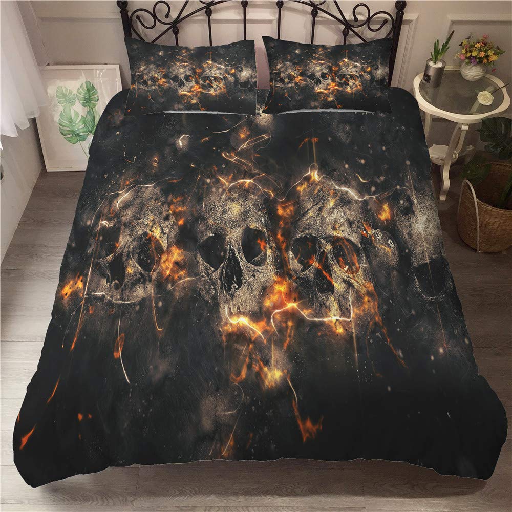 Juego de ropa de cama 135 con funda nórdica de terror y microfibra de 4 piezas
