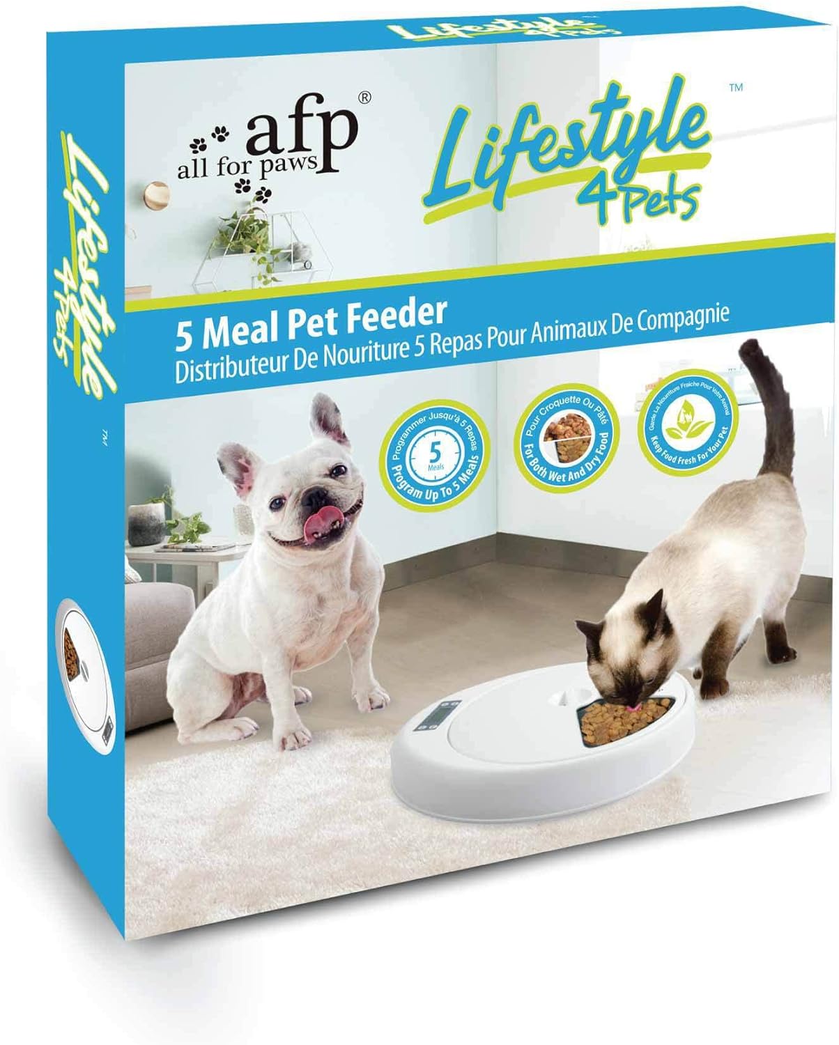 ALL FOR PAWS Lifestyle 5-Meal Automatic Pet Feeders, 7.62 kg