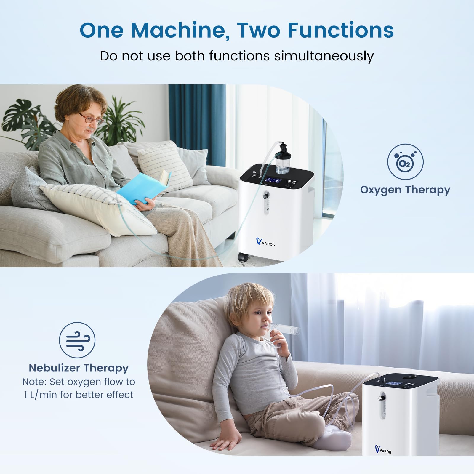 Generatore di ossigeno, concentratore di ossigeno regolabile da 1 a 10 l/min, ossigeno portatile per uso domestico e in viaggio, accessori completi per le emergenze