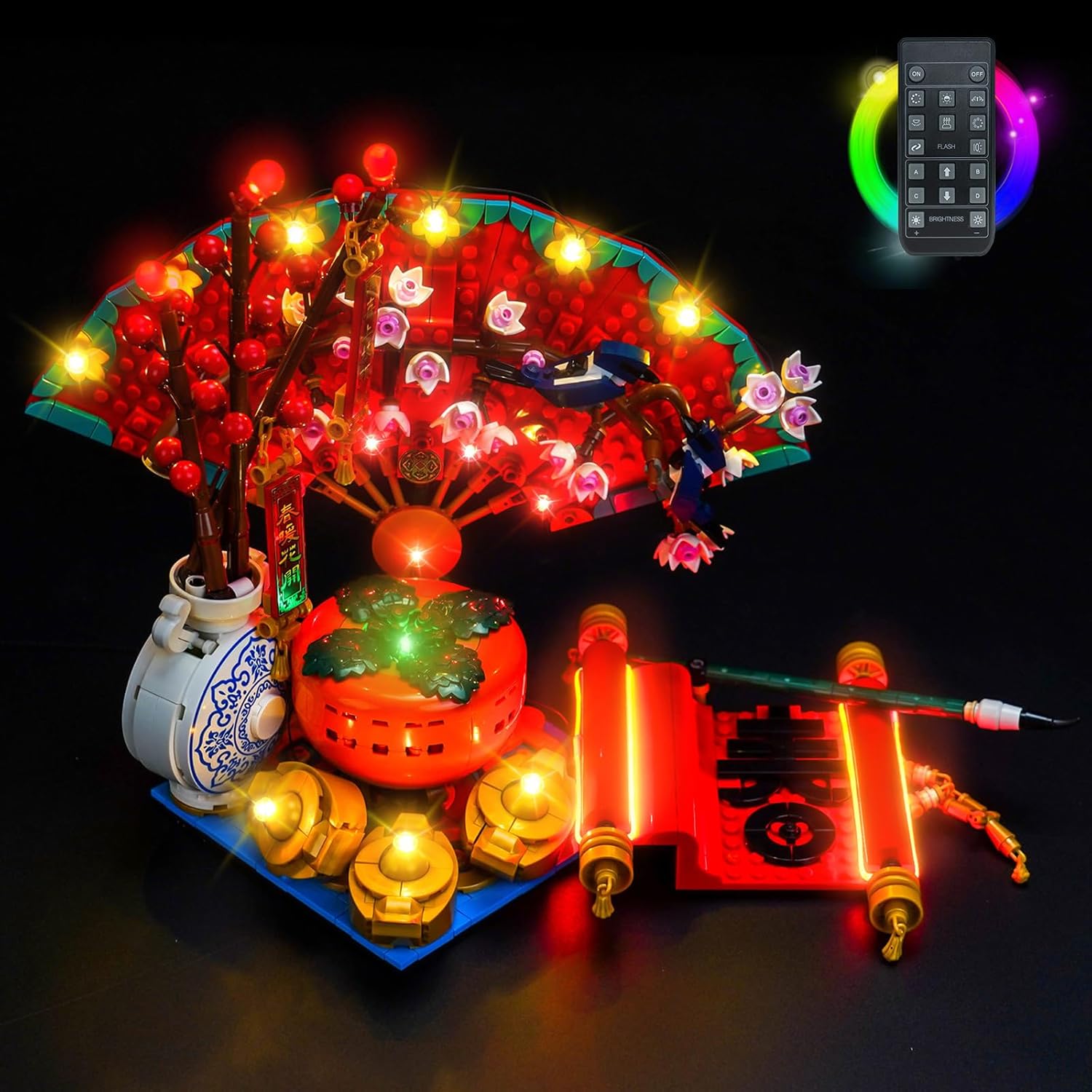 BrickBling LED Light Kit Compatible with Lego Spring Festival Good Fortune, Creative Lighting Compatible with Lego 80117 Lunar New Year (Not Included The Model) (Classic Version Light)