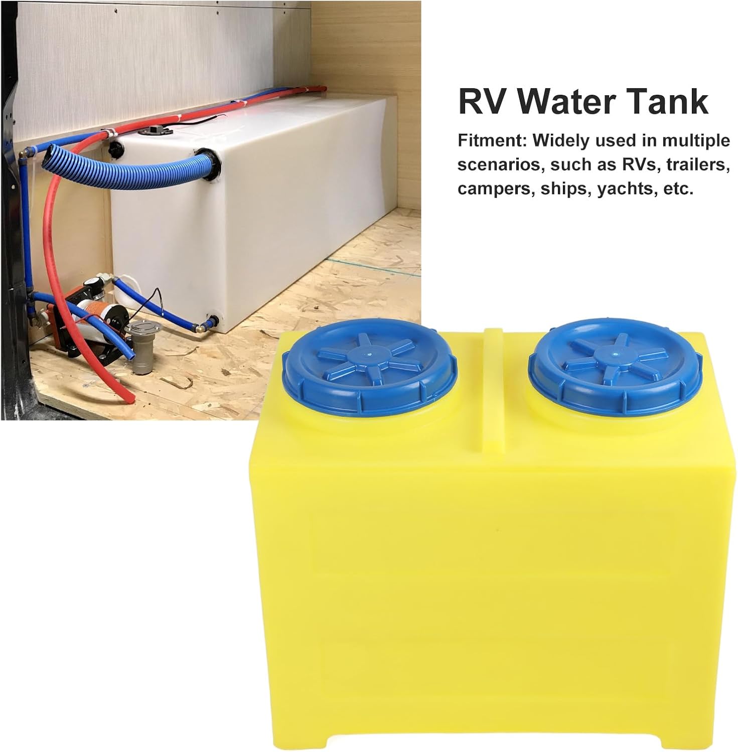 RV Potable Water Tank 33 Gallons | LLDPE Food Grade Material with 250mm Water Inlet | Leak - Management Jointless Design for Trailer/Boat/Recreational Vehicle