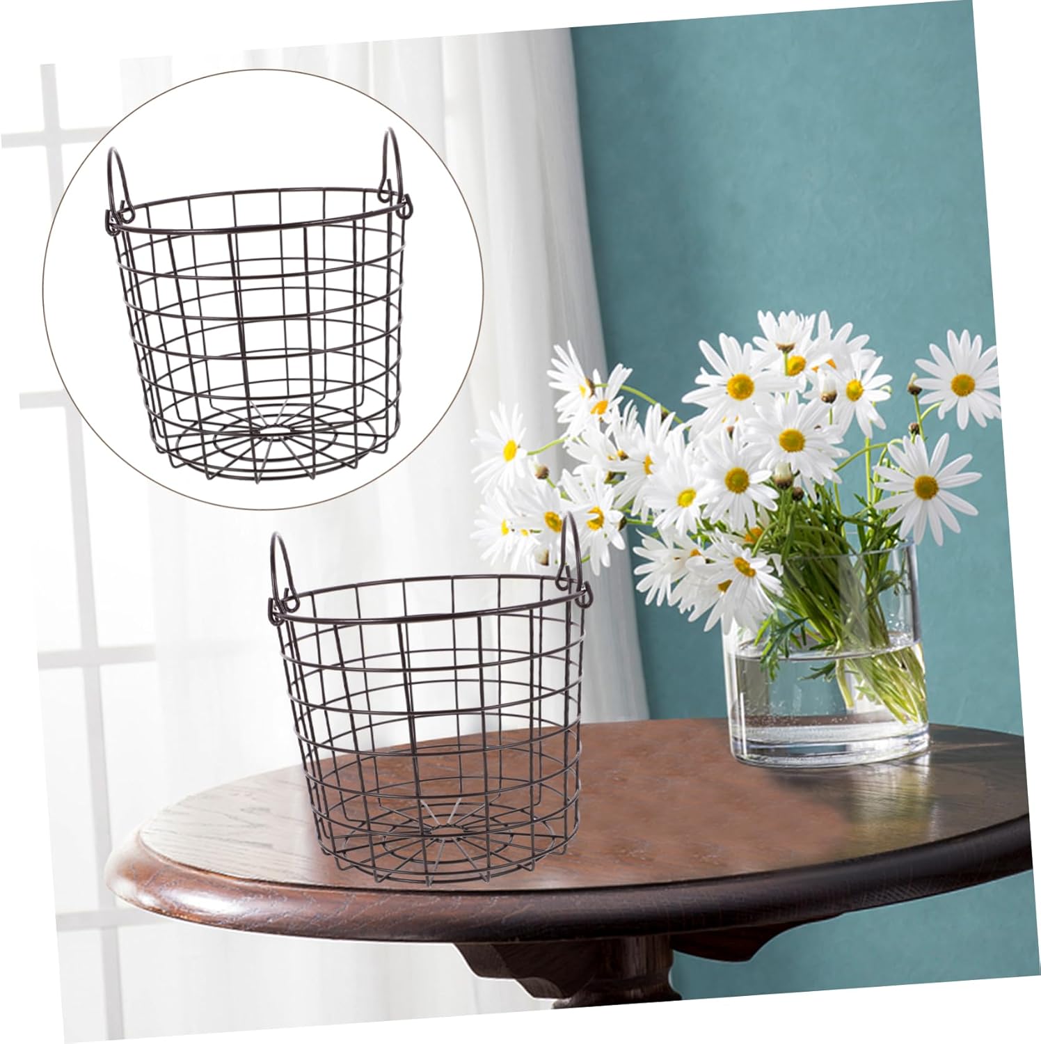 PRETYZOOM Iron Laundry Hamper Side Handles 2.6ft Simple Storage Basket Reusable Iron Basket for Home Dorm Camping