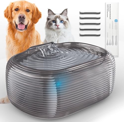 JMICOW - Fuente de agua para perros grandes, fuente de agua para perros grandes, fuente de agua para mascotas, con 5 filtros de repuesto y 4