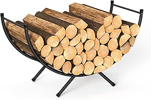 NANANARDOSO Curved Metal Wood Racks Outdoor for Firewood Storage