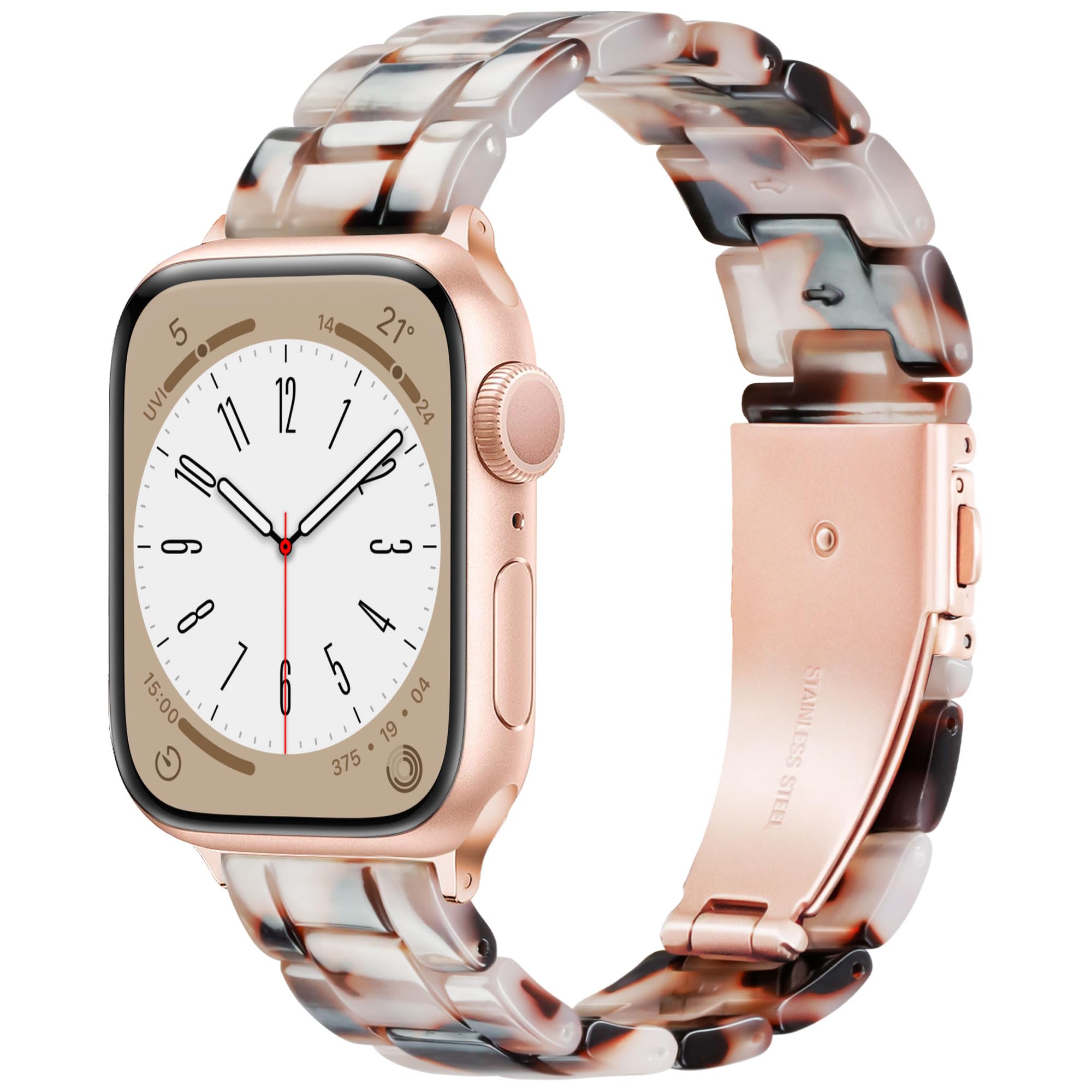 Melyis Resin Band for Apple Watch Bands 42mm 41mm 40mm 38mm fit Apple Watch Bands for Women 40mm iWatch Bands for Women Strap for Apple Watch Series 11 10 9 SE 8 7 6 5 4 3 2-Tortoiseshell Bro product thumbnail 3