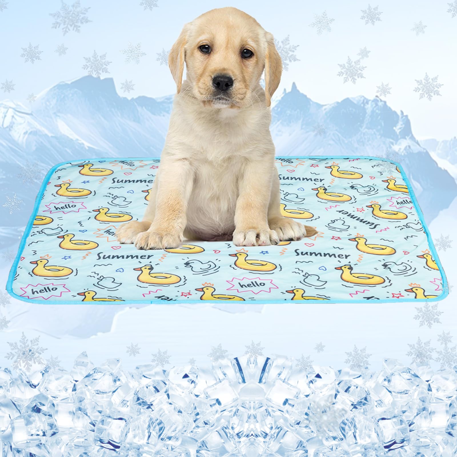 Dog Ice Pad Ice Silk Cats Kennel Mat Pet Cooling Pad Summer Cool Bamboo Mat Breathable Pad (Duck, M)