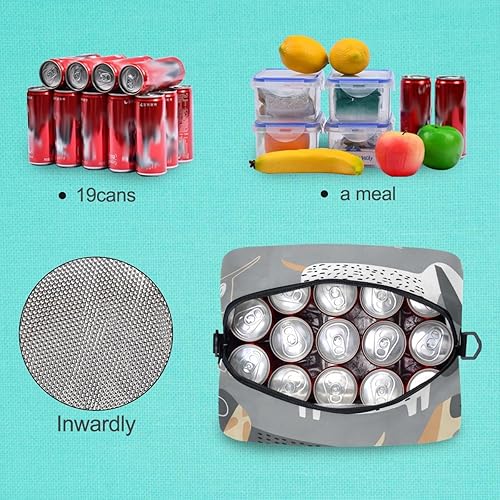 Miniatura 4 de Lindo perro salchicha patrón bolsa de almuerzo aislada caja de almuerzo contenedor de comida preparación bolso más fresco