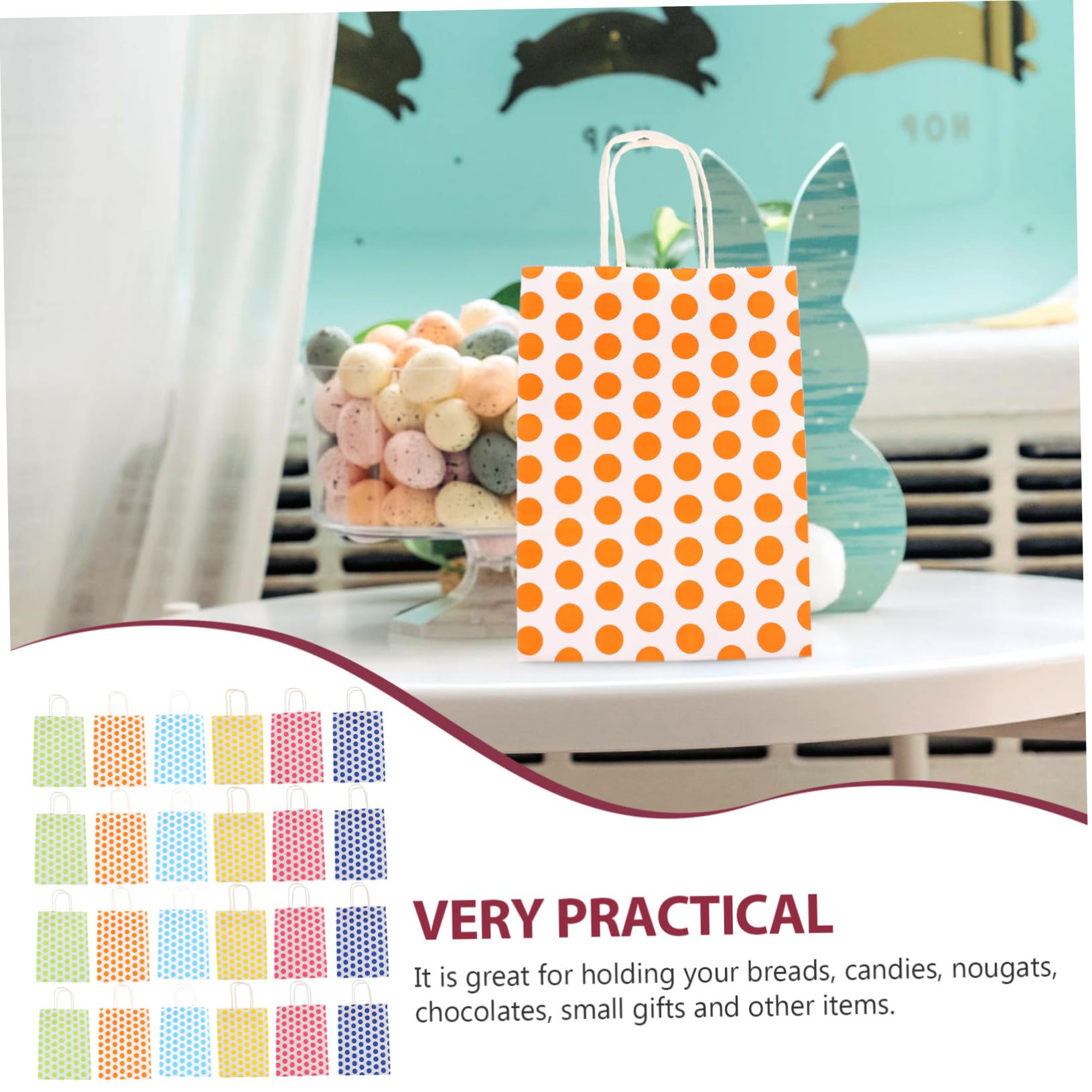 Paquet Présents en Papier Kraft 24 Pièces, Style Élégant pour Fêtes | Motif à Pois, Format Compact, Usage Noël et Mariages, Lot de 24 Sachets pour Emballage