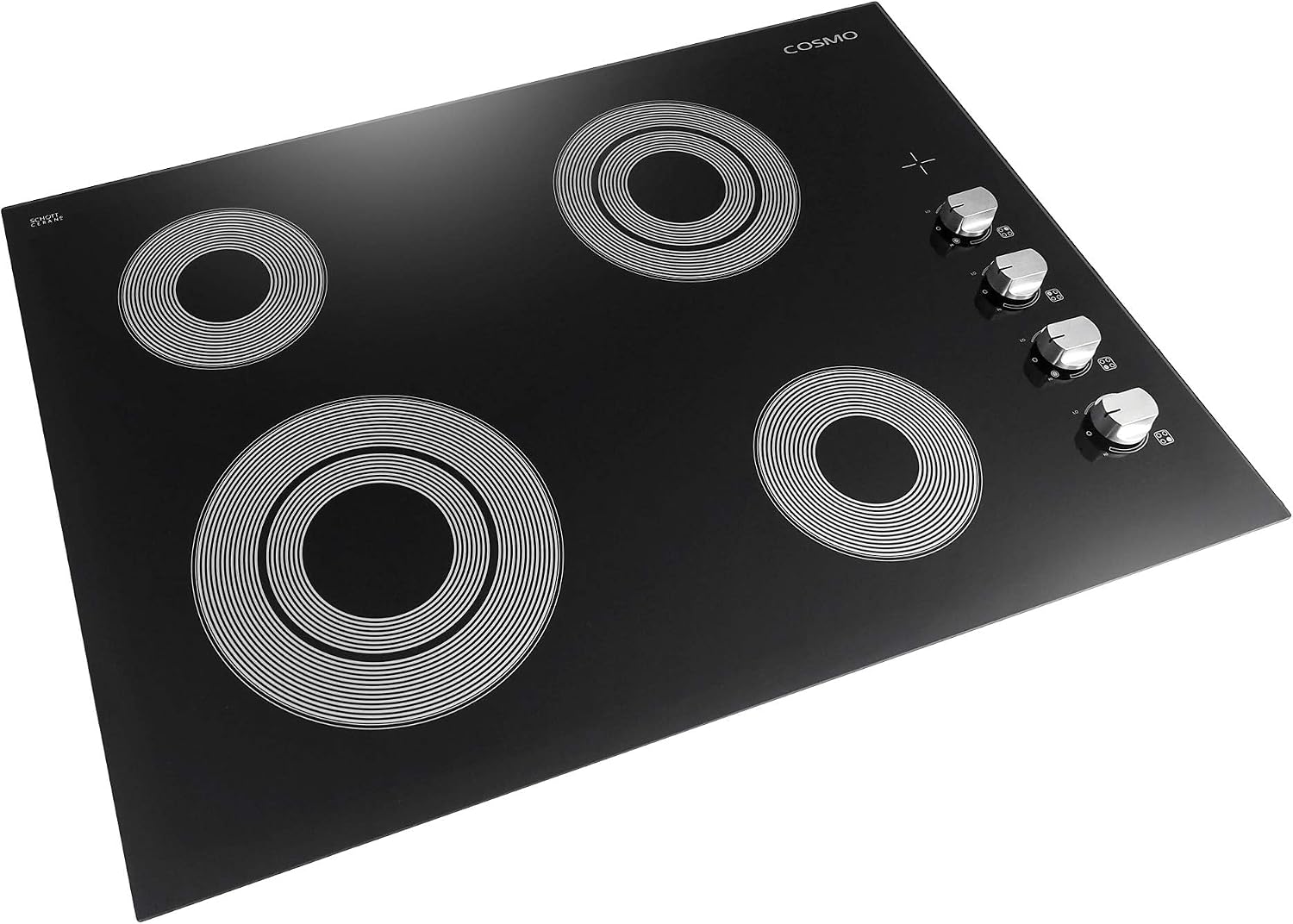 Pemberly Row 30 in Drop-in Electric Ceramic Glass Cooktop, Black Finish, 4 Burners, Dual Zone Elements, Digital Controls, Hot Surface Indicator, Easy Clean Glass Surface for Home Kitchen Cooking