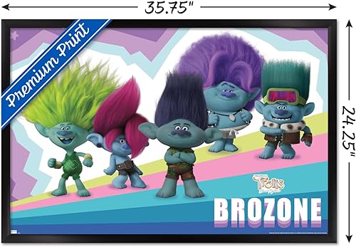 Vista 48 de Trends International Trolls: Band Together - Póster de pared de brozone, 34 pulgadas de largo x 22.4 pulgadas, versión enmarcada en oro Versión