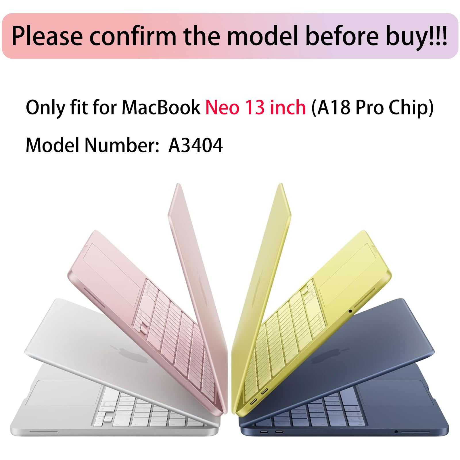 Teryeefi Gltter Schutzhülle für MacBook Neo 13 Zoll (33 cm) 2026 (A18 Pro) Modell A3404, schlanke Schutzhülle und Tastaturabdeckung & Typ-C-Adapter – Sparkly Rose Pink