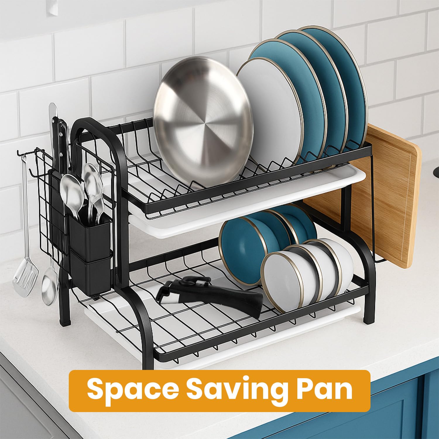 Padella in acciaio inox con coperchio con manico staccabile - Coperchio universale per padelle a induzione a 3 strati da 24/26/28 cm - Adatta al forno - Pentole da cucina compatte