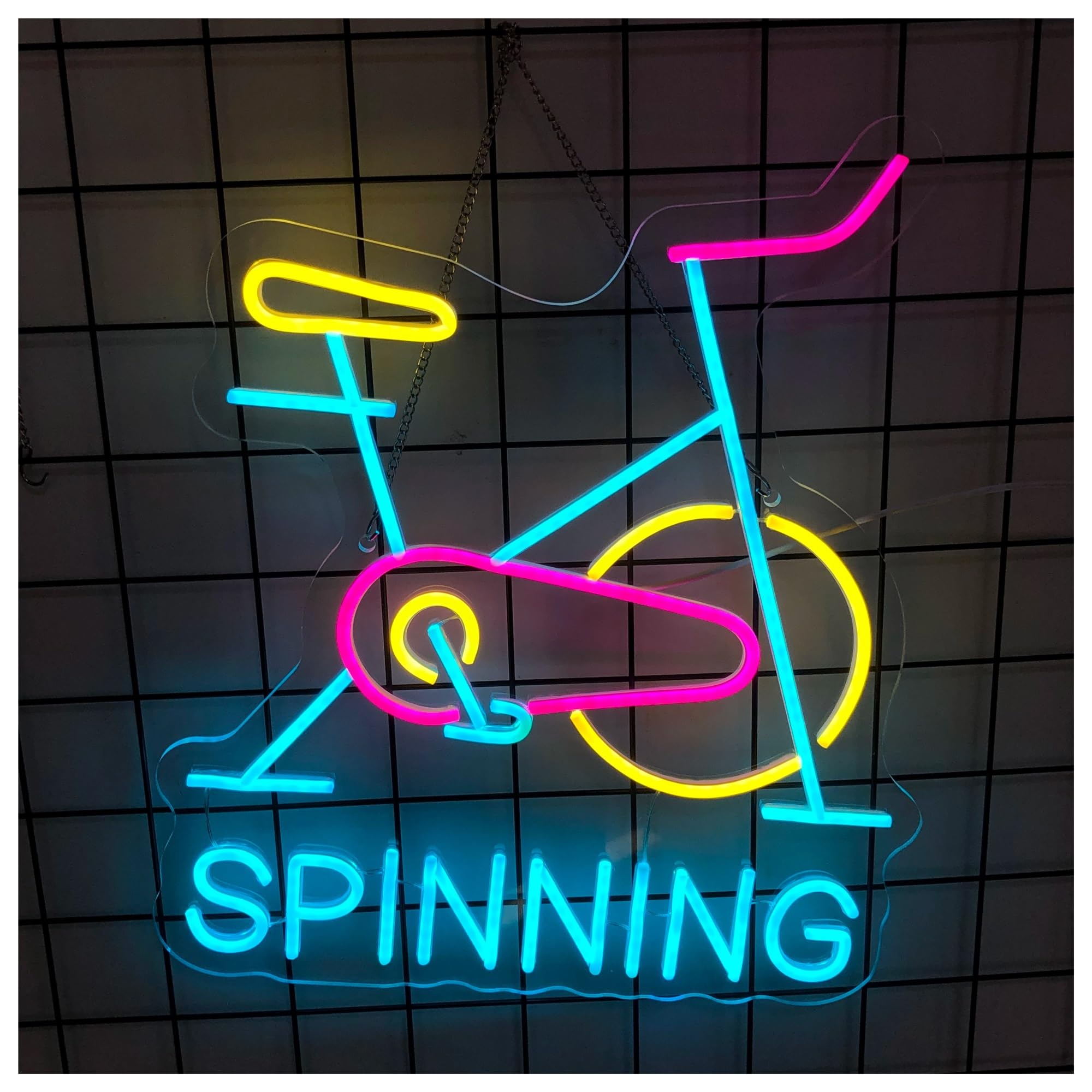 SHOUXI Sign Lamp Spinning Neon Sign Spin Bike Light Dimmable for Gym Cardio Workout Fitness Club Sports Game Room Decor 16.73inx19.69in(A)