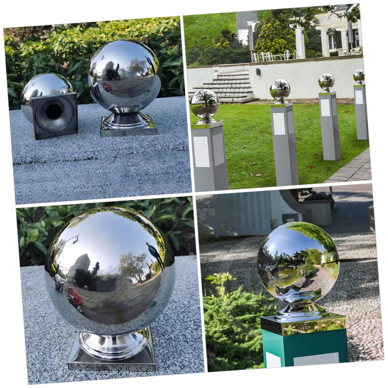 Abaodam Metal Garden Gazing Ball Stand Reflective Sphere Ceramic Globe Stainless Steel for Outdoor Decor