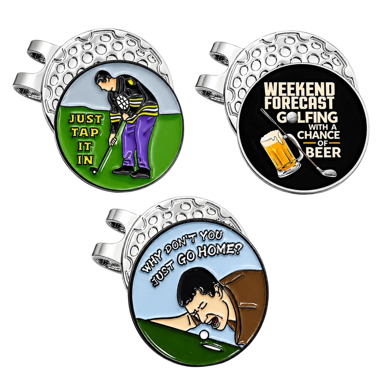 3-Piece Golf Ball Marker Set with Multiple Styles, Golf Ball Markers for Putting Green, Professional Golf Accessories for Accurate Ball Positioning, for Putting Green For Golf Gloves Hats Bags Caps V