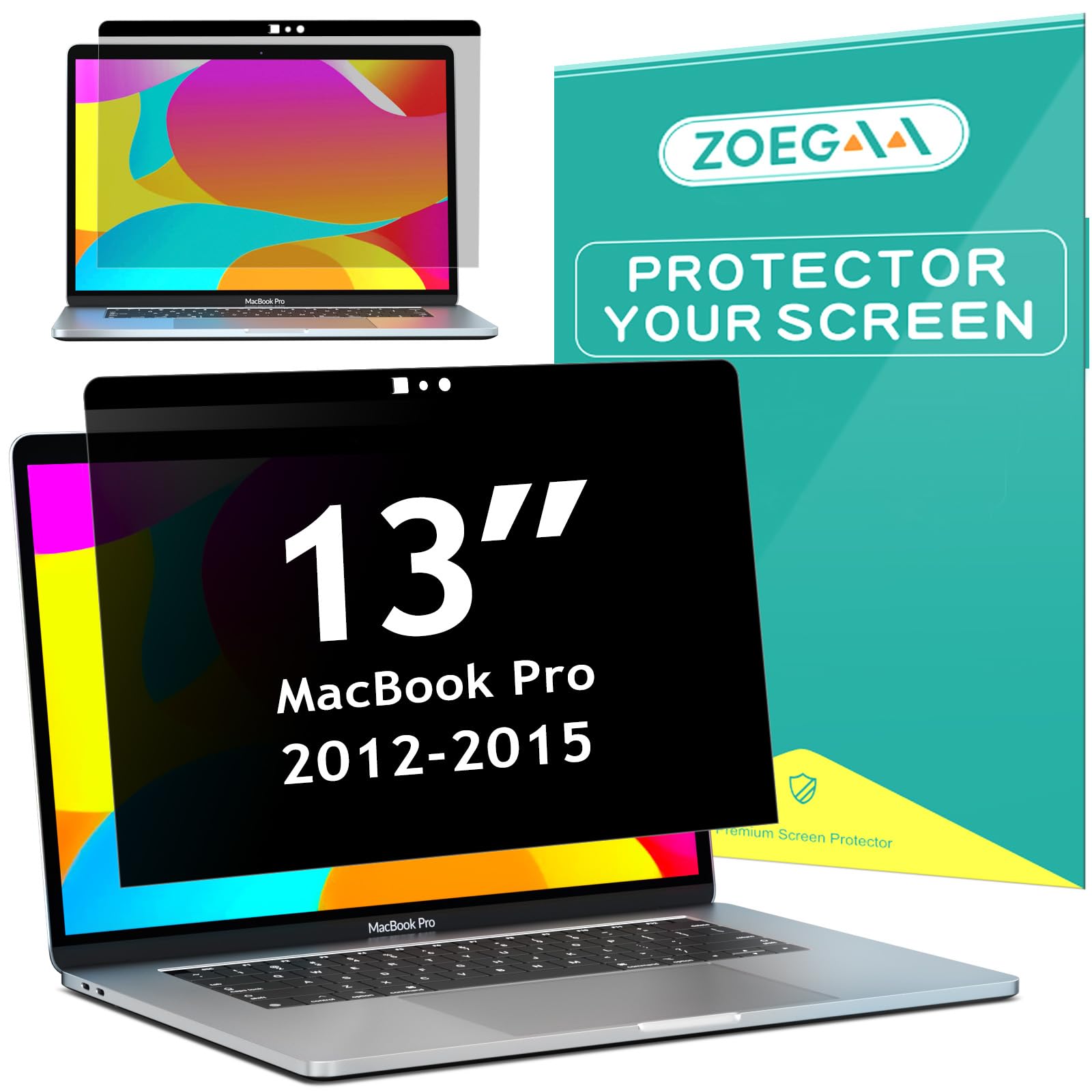 ZOEGAA Privacy Screen MacBook Pro 13 Inch (2012-2015), Magnetic Removable Anti Blue Light Filter Laptop Privacy Screen Protector with Camera Cover for MacBook 13'' Model (A1278, A1425, A1502)