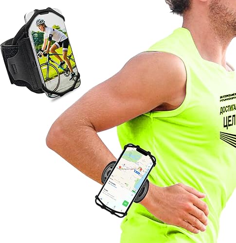 Soporte de teléfono para correr, giratorio en 360° y anticaídas mejorado: brazalete de antebrazo para iPhone 16/15/14/Pro/Mini/12/11/SE/XR XS, se
