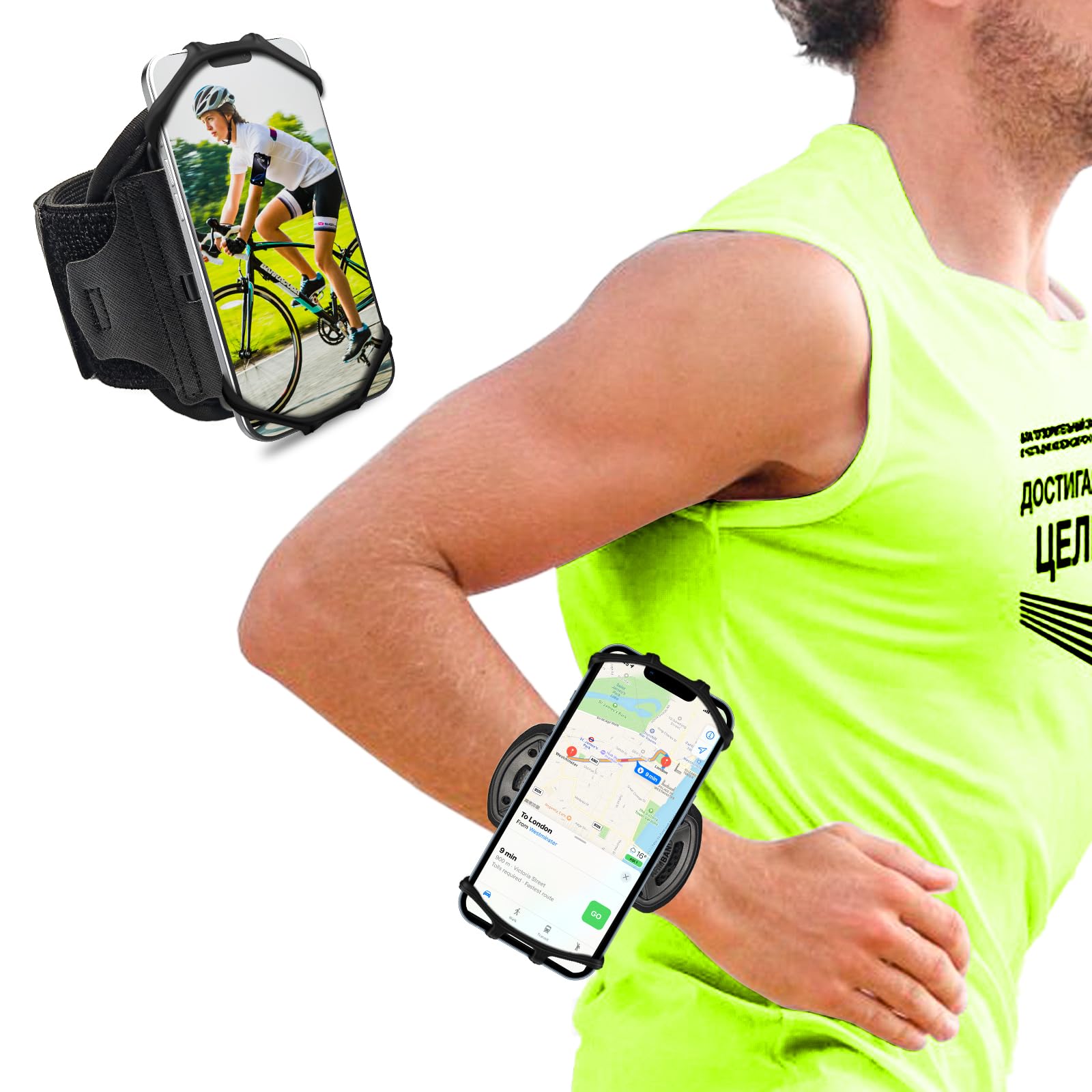 Sportarmband Handy,360° drehbar Phone Holder for Running – abnehmbares Handgelenk-Sportband für 4–6,5″ iPhone 17/16/15/14 Pro, Galaxy S25/S24/S23, Samsung, Huawei etc.