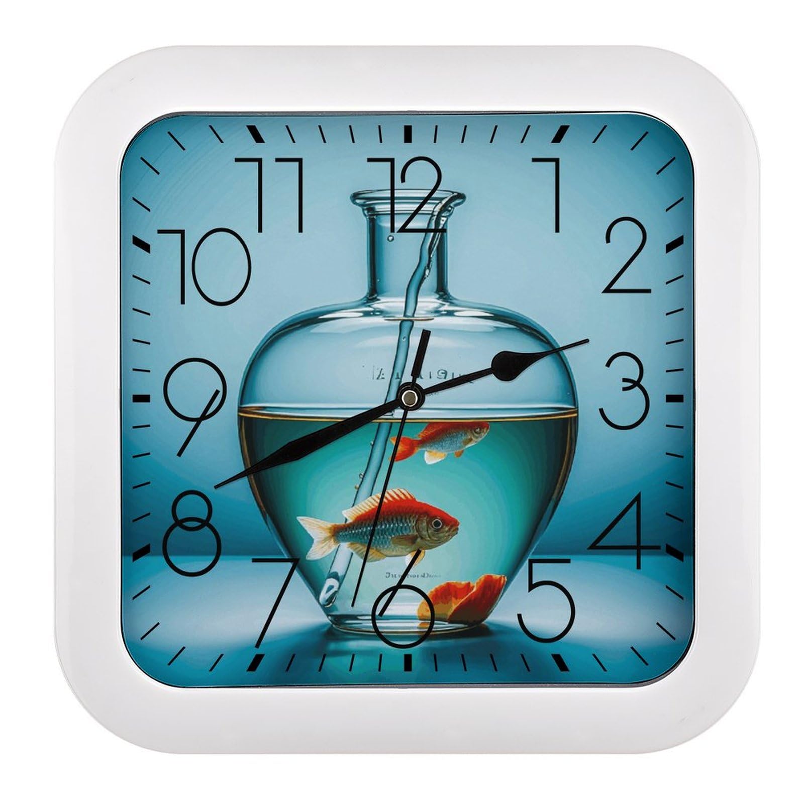 Horloge murale à piles en plastique carré avec affichage analogique lisible