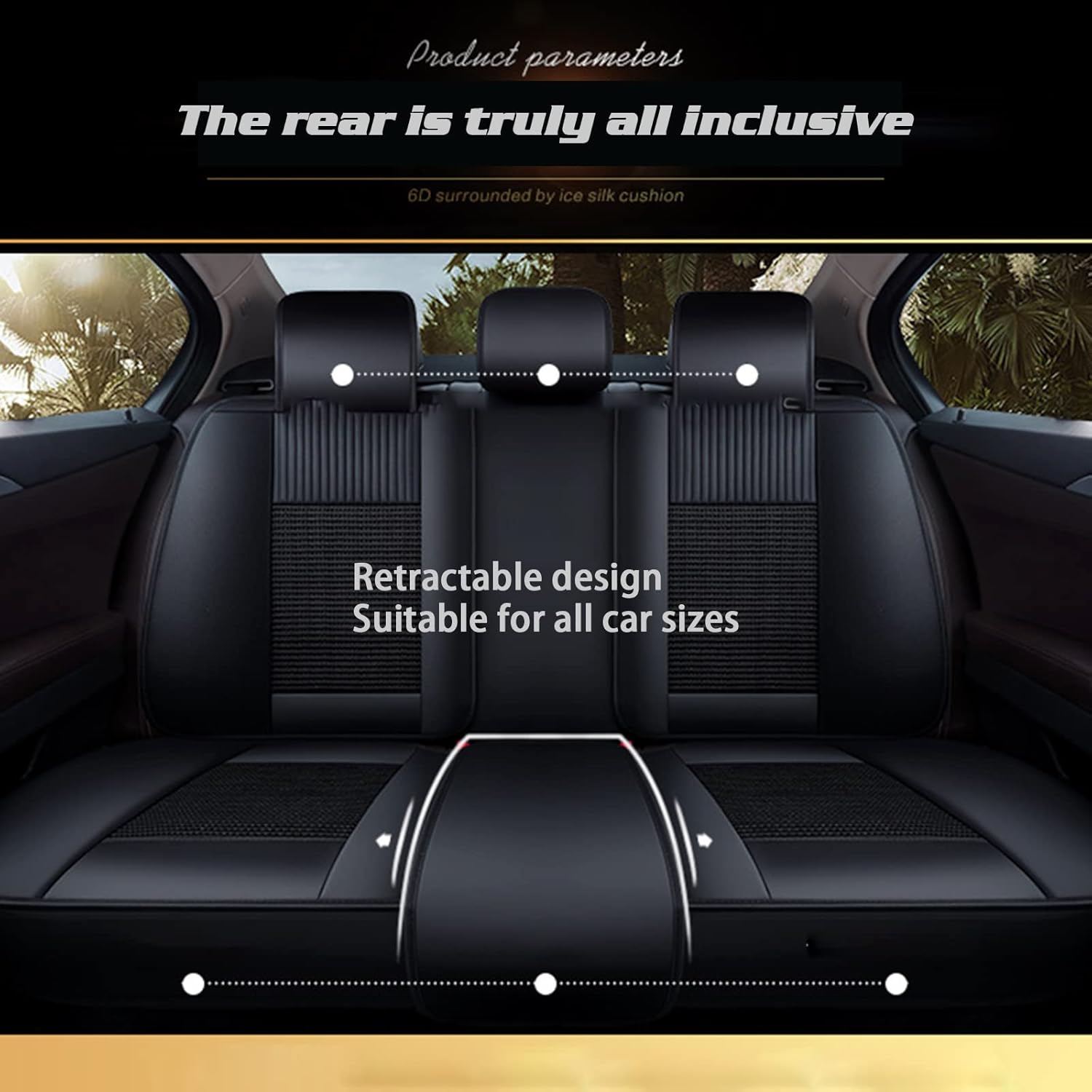 Luxury Car Seat Covers Universal Fit 5 Seats Car, Surrounded Waterproof Leather Car Seat Covers Adjustable Removable with 2 Headrests,Beige (Beige)