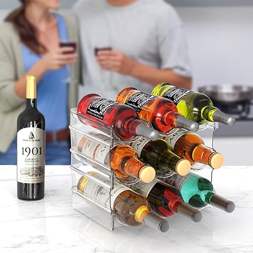 Miniatura 2 de Estante de vino para gabinete interior, soporte para botellas de vino, estante de almacenamiento de vino transparente, organizador de refrigerador,