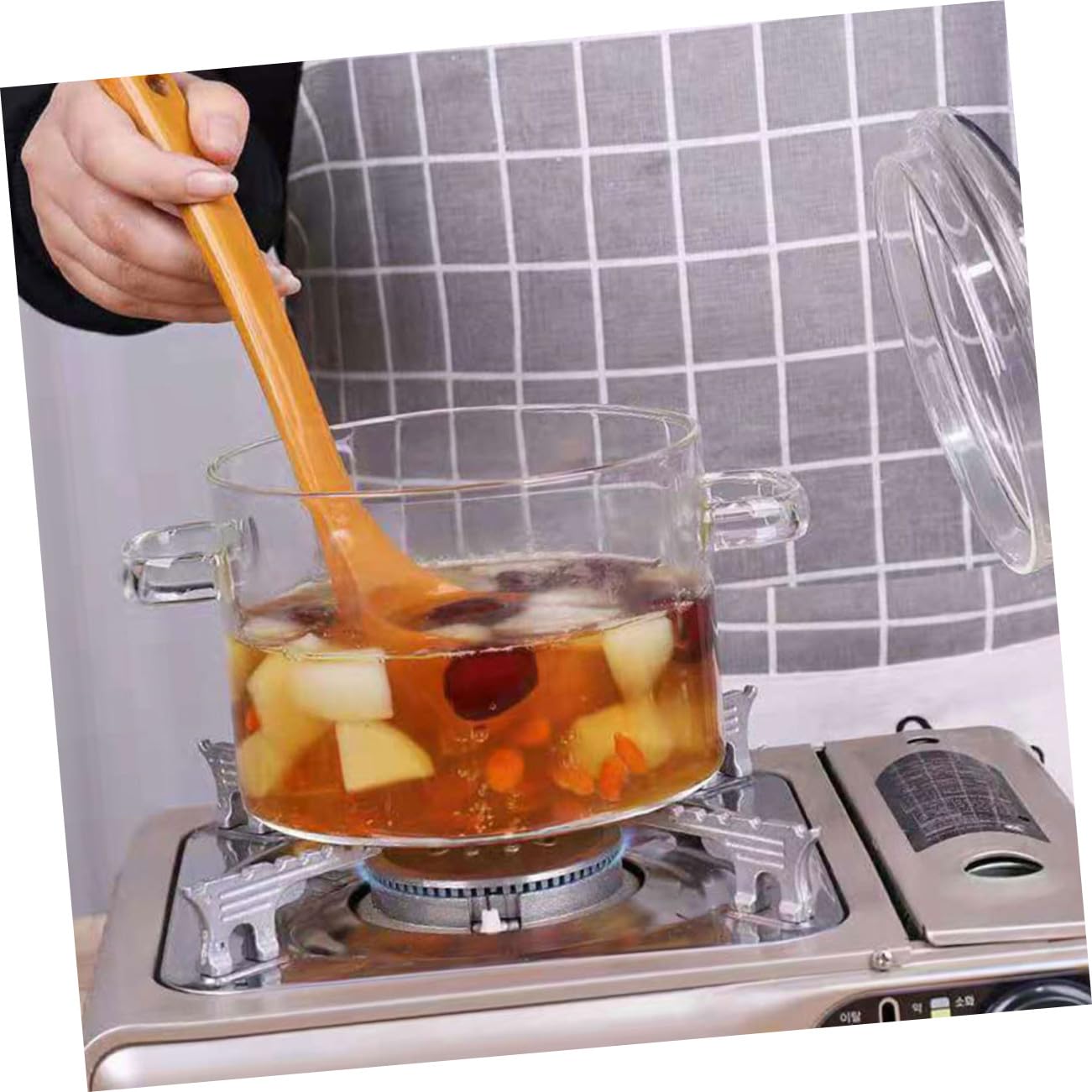 2 Stück Teiliges Hitzebeständiges Glas eintopfset Transparent Kochfester Borosilikat glas topf für Instant nudeln und Suppen Spülmaschinenfreundliches Küchenkochgeschirr