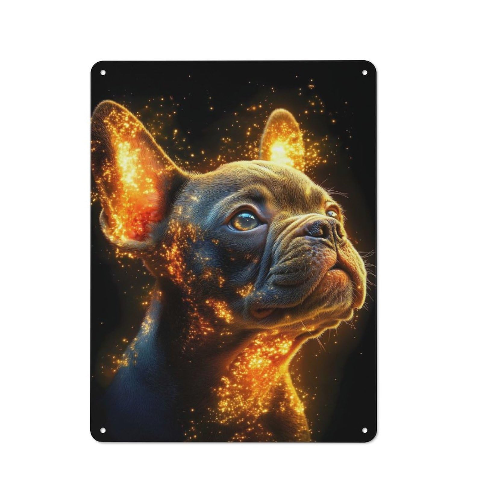 Nostalgic French Bulldog with Sparkles Decorative Tin Sign 40x30cm, Vintage Wall Decor for Lounge, Study, Pub Or Wall Gallery
