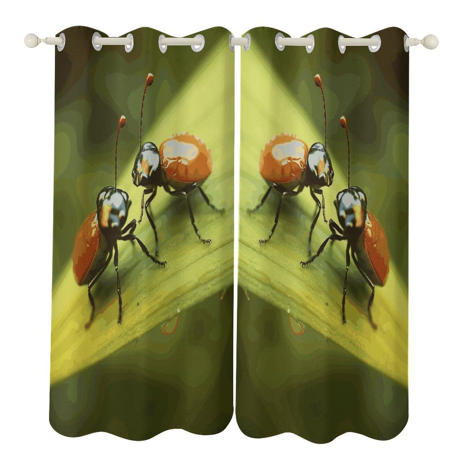 Rideaux occultants à œillets imprimé insectes pour salon et chambre