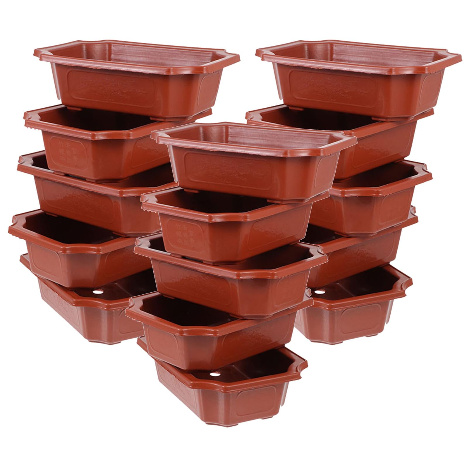 Jardinière rectangulaire Toddmomy en plastique rouge avec drainage pour plante intérieur et cactus