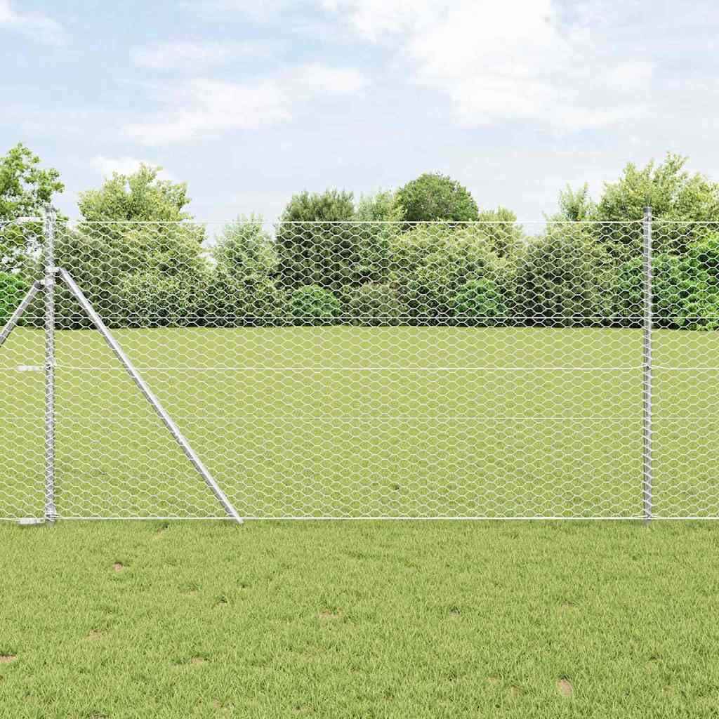 Genérico Cerca Hexagonal Plateado 1,4 x 50 m Acero galvanizado,Bricolaje,Vallas de jardín,Paneles de Vallas,Plata,42005727