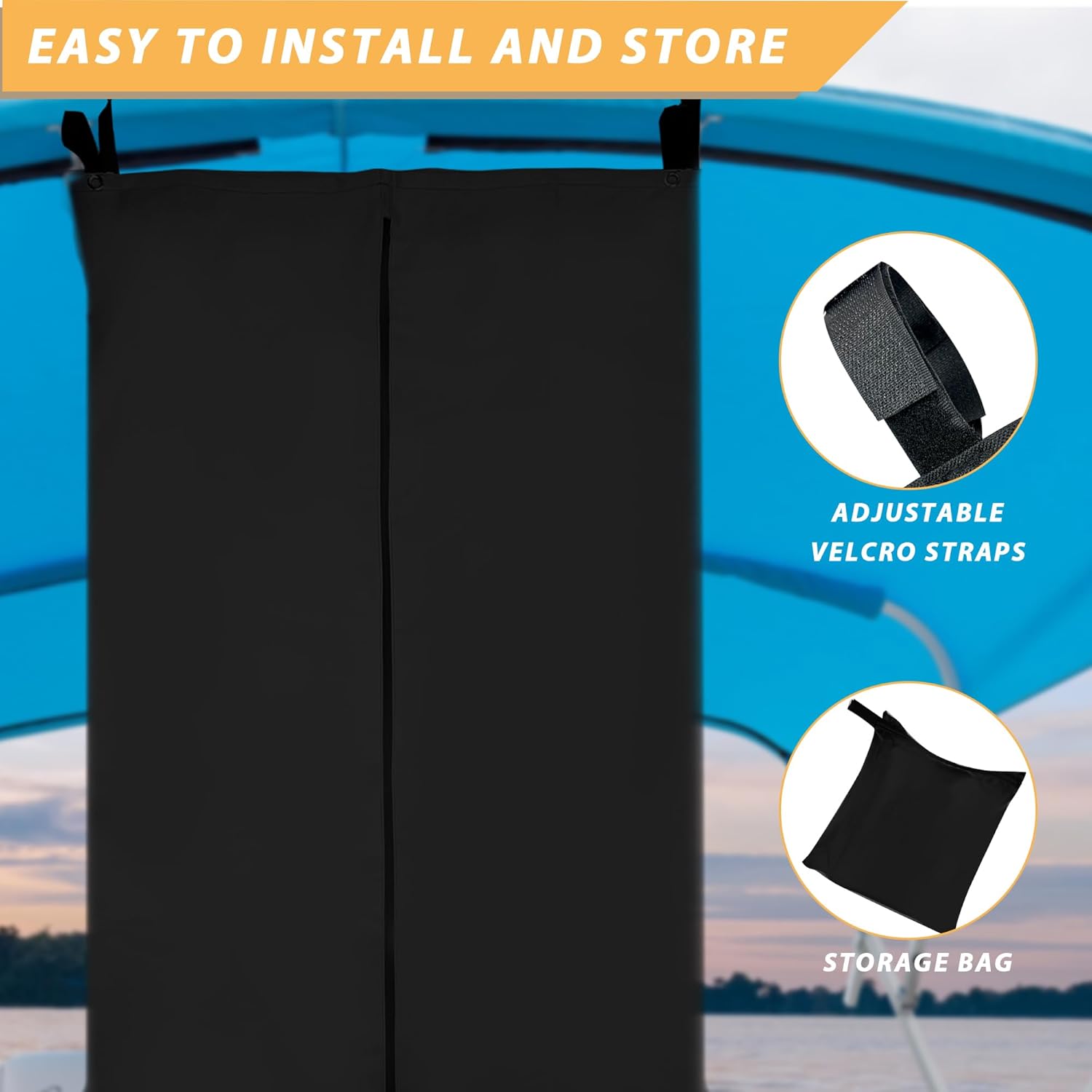 Privacy Tent for Boats - Float Boat Hanging Privacy Curtain Pull-Down Type Suitable for Bimini Top