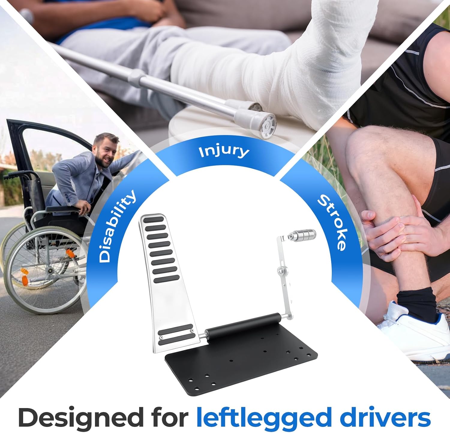 Portable Left Foot Accelerator Pedal for Disabled or Injured Drivers – Adjustable Gas Pedal with Quick Release & Footrest – All-Metal, Fits Most Vehicles