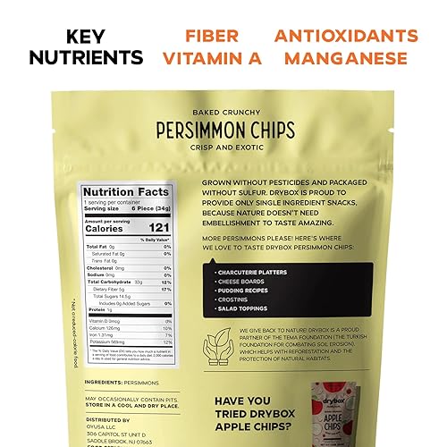 Miniatura 2 de Drybox Dry Persimmons - Paquete de 14 bocadillos masticables de frutas sin azúcar, sin azúcar añadido, frutas exóticas sin OMG, sin pelar con la