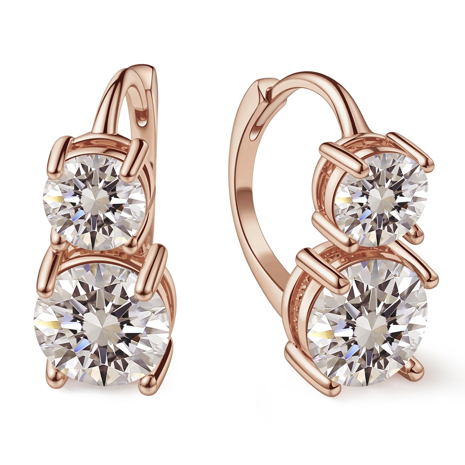 Orecchini in Moissanite per donna, diamanti doppi 1CT + 2CT in Moissanite, coltivati in laboratorio, placcati in oro rosa 18K, orecchini a perno alla moda, regalo di gioielli.