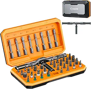 Saker 42 in 1 Magnetic Screwdriver Set, Multi Bit Ratchet Screwdriver Set with T Handle & Storage Case for Furniture, Computer, Bicycle, Electronic Repair and DIY Gifts Orange