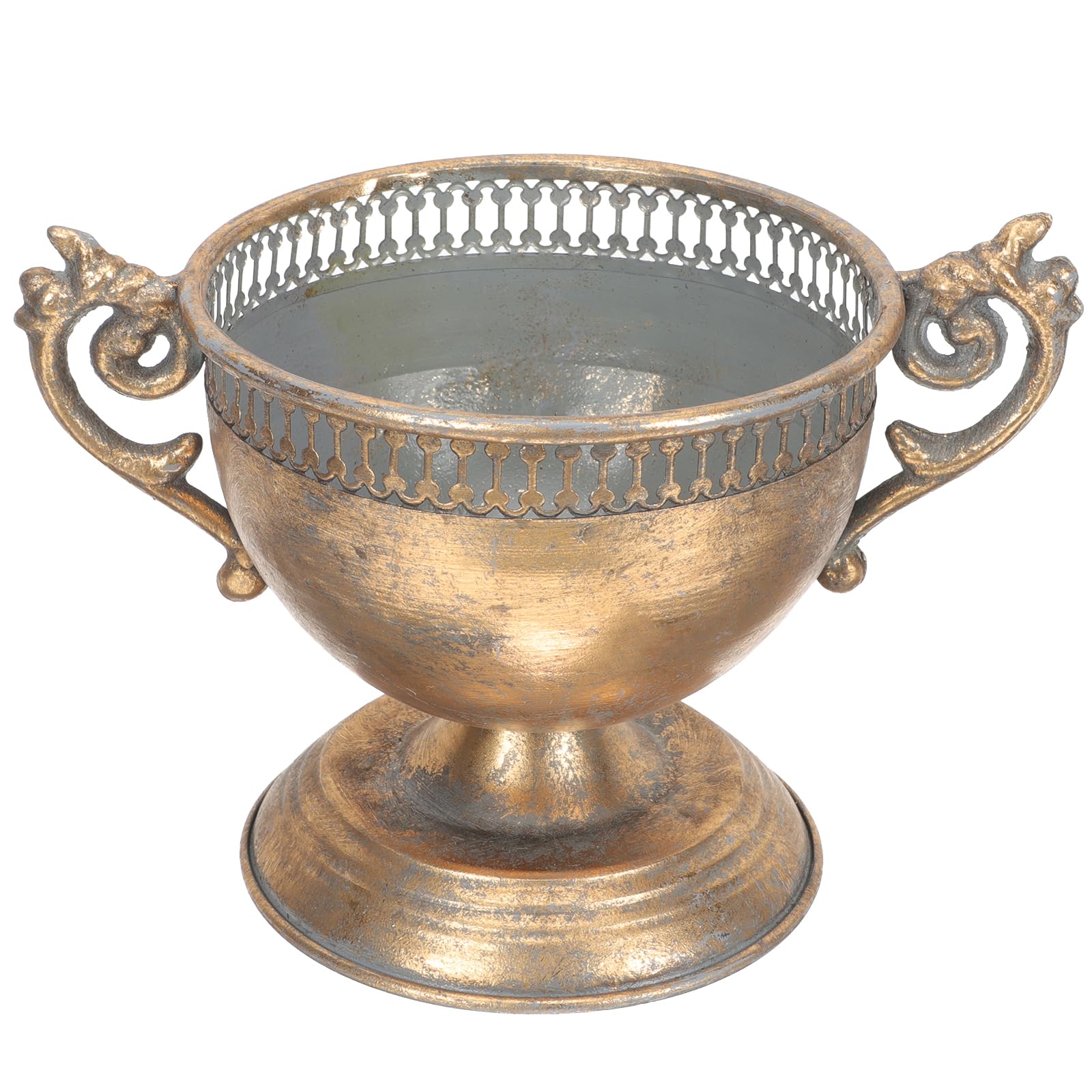 Vase en fer vintage decoratif rigide, contenant metallique durable pour fleurs séchées